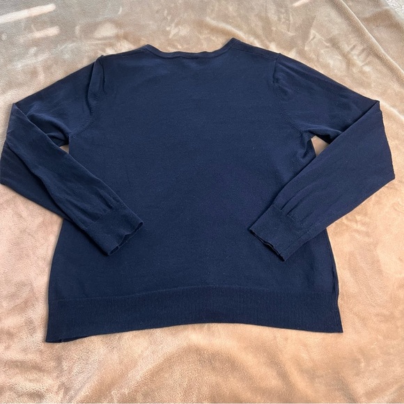 ANN TAYLOR Cotton Navy Blue Crewneck Button Up Lightweight Cardigan - Size L - Picture 6 of 12